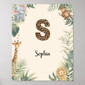 Safari Dschungel Personalisierter Name Monogramm S Poster (Vorne)