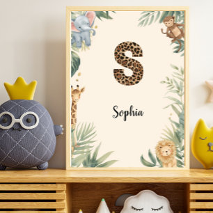 Safari Dschungel Personalisierter Name Monogramm S Poster