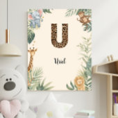 Safari Dschungel Personalisierter Name Monogramm U Poster