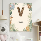 Safari-Dschungel-Personalisierter Name Monogramm V Poster