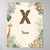 Safari Dschungel Personalisierter Name Monogramm X Poster (Vorne)