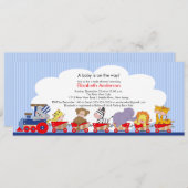 Safari-Dschungel-Tier-Zug-Babyparty-Einladung Einladung (Vorne/Hinten)