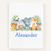 Safari-Dschungel Tiere Blau Zeichnend Notizblock (Vorderseite)