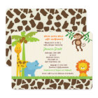Safari-Dschungel-Zoo-Babyparty-Einladungen