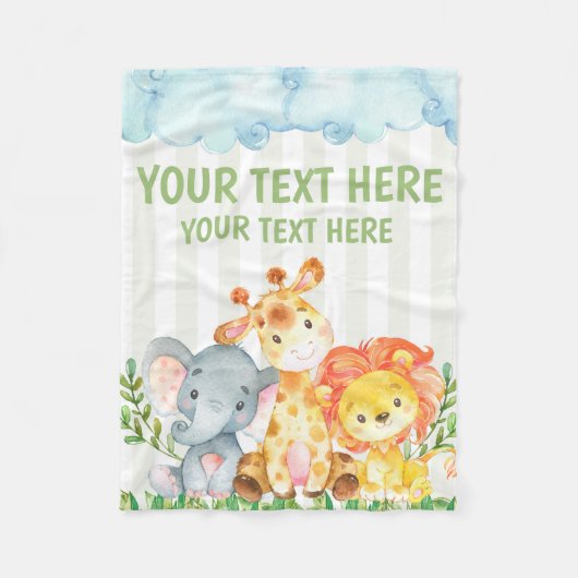 Safari-Dschungel-Zoo-TierWurfs-Decke Fleecedecke (Vorderseite)