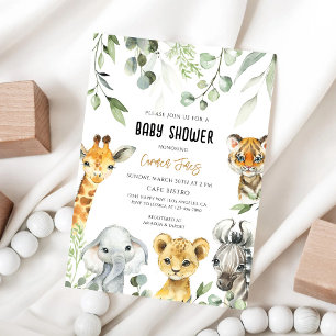 Safari-Dschungeltiere Baby Shower Einladung