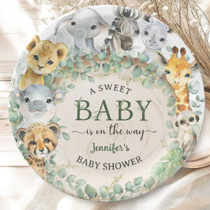 Safari-Dschungeltiere Baby Shower Tropisch   Pappteller