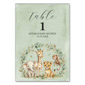 Safari-Dschungeltiere Babyshower-Tisch Tischnummer (Rückseite)