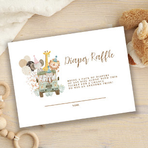 Safari-Dschungeltiere Boho-Windel-Raffle Begleitkarte