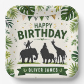 Safari-Dschungeltiere-Geburtstag Pappteller (Vorderseite)