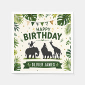 Safari-Dschungeltiere-Geburtstag Serviette (Vorderseite)