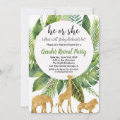 Safari-Dschungeltiere - Geschlecht: Einladung (Vorderseite)