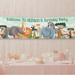 Safari Dschungeltiere Kinder Geburtstag individuel Banner
