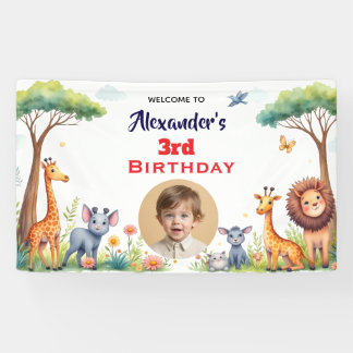 Safari-Dschungeltiere Kinder Neutrale Geburtstagsf Banner