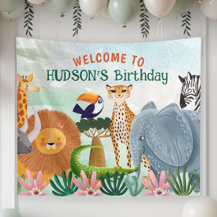 Safari-Dschungeltiere Kindergeburtstag individuell Banner