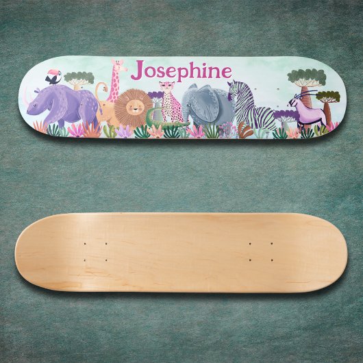 Safari-Dschungeltiere Mädchen benutzerdefiniertes Skateboard
