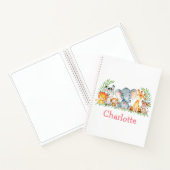 Safari Dschungeltiere Wasserfarben Rosa Zeichnend Notizblock (Innenseite)