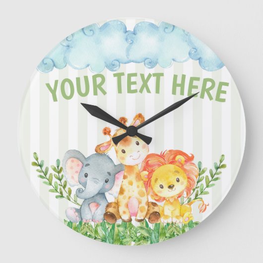 Safari-Dschungelzoo-Uhr Große Wanduhr (Vorderseite)