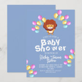 Safari Einfache Niedliche Ballons Löwendusche Einladung (Vorne/Hinten)