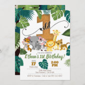 Safari Einladung zum 1. Geburtstag (Vorne/Hinten)