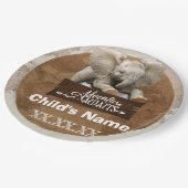 Safari-Elefant „Abenteuer erwarten dich“-Thema Pappteller (Schrägansicht)