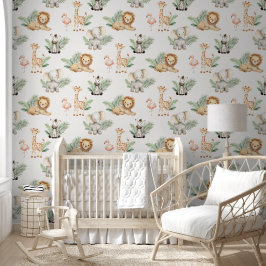 Safari Elefant Giraffe Zebra Flamingo Löwe Baby Tapete