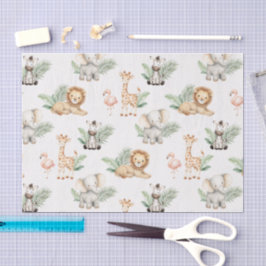 Safari Elefant Giraffe Zebra Flamingo Löwe Tier Seidenpapier
