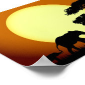 Safari-Elefanten bei Sonnenuntergang Poster (Ecke)