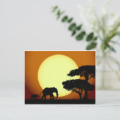 Safari-Elefanten bei Sonnenuntergang Postkarte (Stehend Vorderseite)