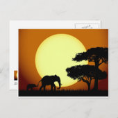 Safari-Elefanten bei Sonnenuntergang Postkarte (Vorne/Hinten)