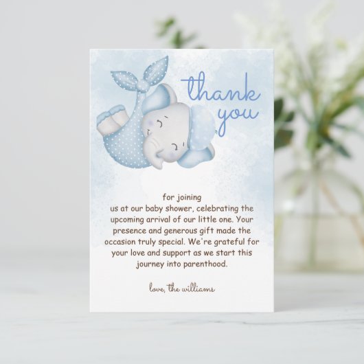 Safari-Elefantenjunge Dusche Dankeskarte (Stehend Vorderseite)