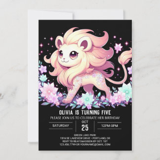 Safari Elegant Lion Digital Geburtstag Einladung