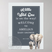 Safari Elephant Baby Dusche Willkommenspender Poster (Vorne)