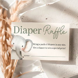Safari Elephant Baby Duwer Diaper Raffle Begleitkarte