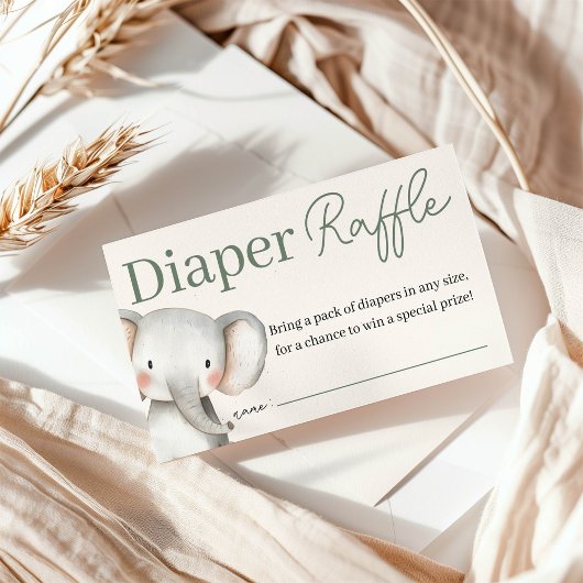 Safari Elephant Baby Duwer Diaper Raffle Begleitkarte