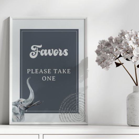 Safari Elephant Baby Duwer favorisiert Schild