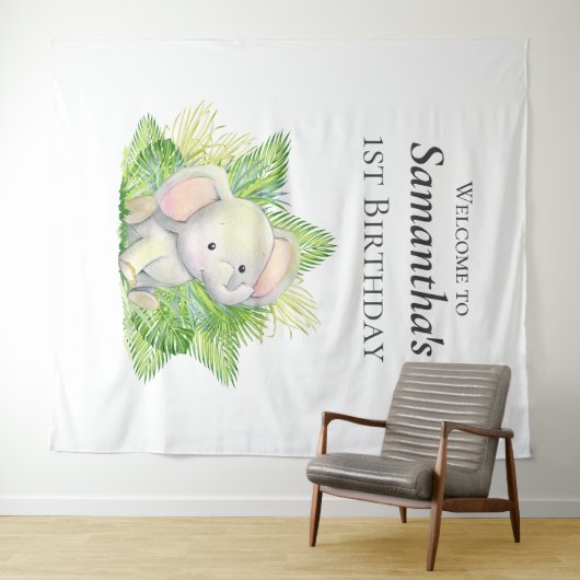 Safari Elephant Backdrop Wandteppich (Beispiel (Horizontal))