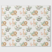 Safari Elephant Giraffe Zebra Flamingo Lion Animal Geschenkpapier (Flach)