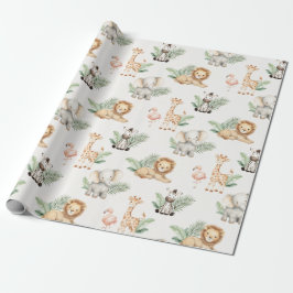 Safari Elephant Giraffe Zebra Flamingo Lion Animal Geschenkpapier