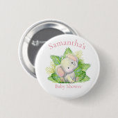 Safari Elephant Pink Baby Showbutton Button (Vorne & Hinten)