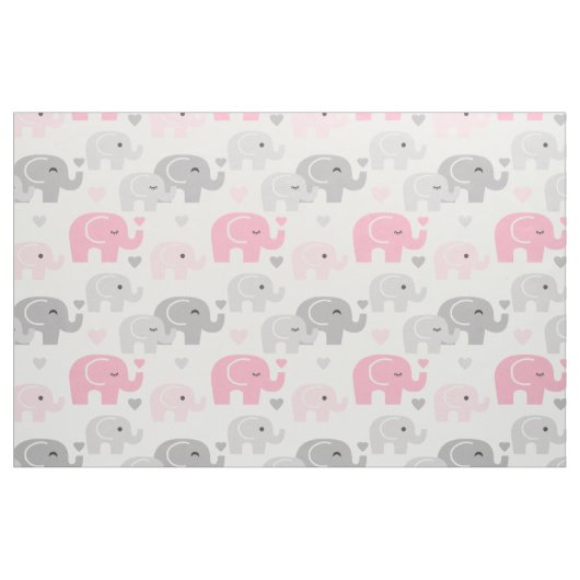 Safari Elephant Pink Gray Stoff (Fat Quarter (45,7 x 55,9 cm))