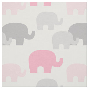 Safari Elephant Pink Silhouette Baby Girl Stoff