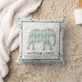 Safari Elephants Baby Boy Geometric Birth Stats Kissen (Decke)