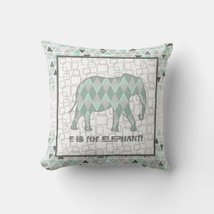 Safari Elephants Baby Boy Geometric Print Modern Kissen
