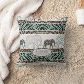 Safari Elephants Baby Boy Kinderzimmer Leopard Zeb Kissen (Decke)