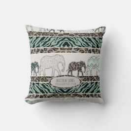 Safari Elephants Baby Boy Kinderzimmer Leopard Zeb Kissen