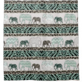 Safari Elephants Jungle Animal Leopard Zebra Dekor Duschvorhang (Vorderseite)