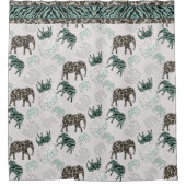 Safari Elephants Little Boy Bad Leopard Zebra Duschvorhang (Vorderseite)
