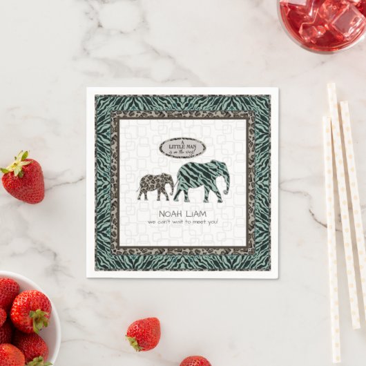 Safari Elephants Zebra Little Man Boy Baby Dusche Serviette (Beispiel)