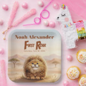 Safari Erster Brüller Fluffiger Leopard Geburtstag Pappteller (Party)